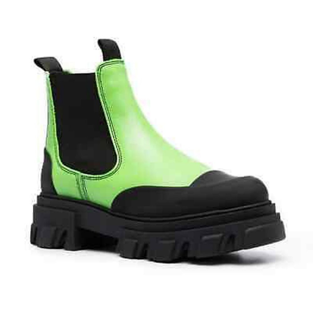 Ganni Leather Chelsea Boot Size 7 US Green